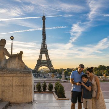Built by Gustave Eiffel for the 1889 Exposition Universelle on the Champ de Mars, the Eiffel Tower is Paris's most iconic wrought-iron landmark, soaring 330 meters over the Seine with multi-level observation decks offering panoramic views of the city.