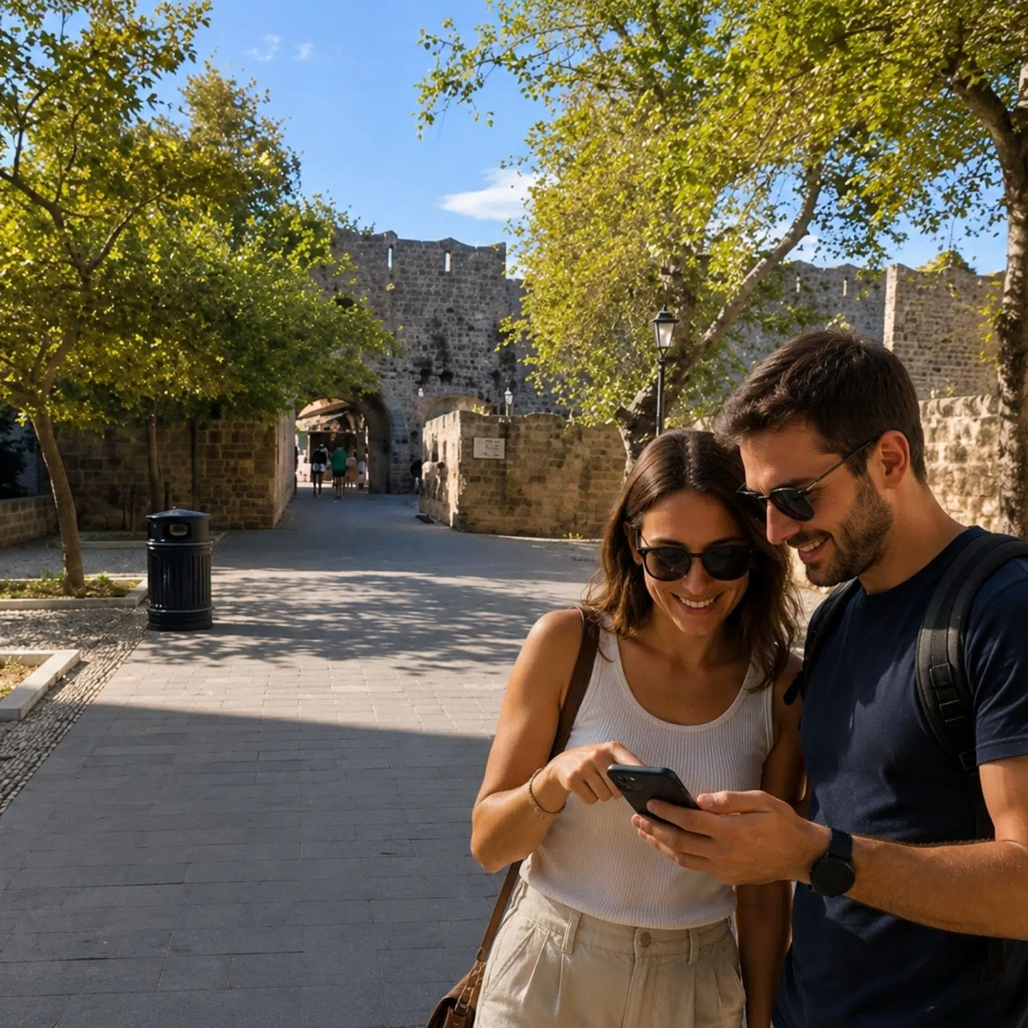 Poszukiwanie skarbów na Rodos i wycieczka z przewodnikiem 4 Ta ufortyfikowana kamienna brama, stanowiąca imponujące średniowieczne wejście do serca twierdzy, niegdyś strzegła bezpośredniego wejścia do Pałacu Wielkiego Mistrza na Starym Mieście w Rodos.