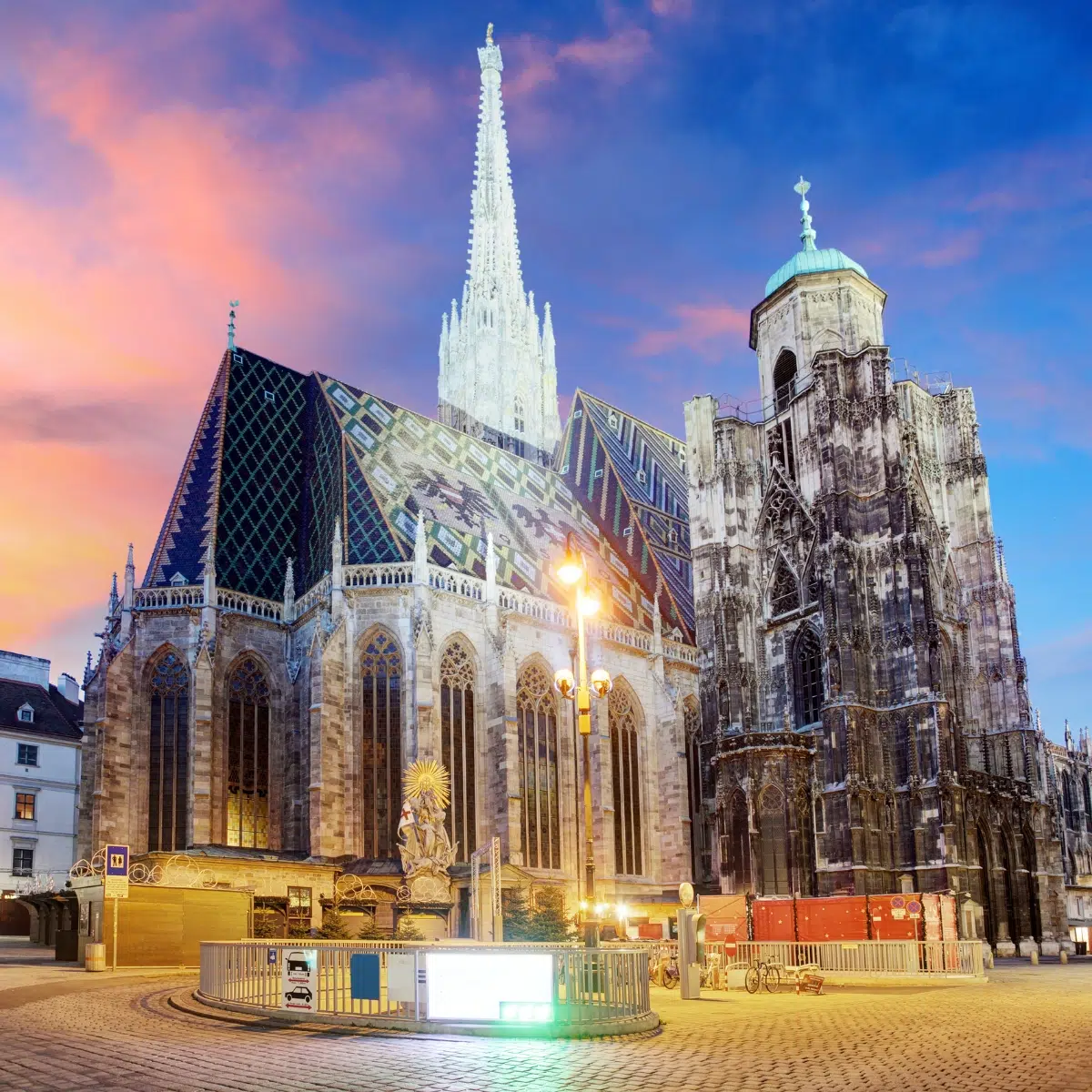 Vienna Scavenger Hunt and Self-Guided Tour 6 St. Stephen's Cathedral is the iconic symbol of Vienna, recognized by its colorful tiled roof and the towering South Tower that defines the city's skyline.