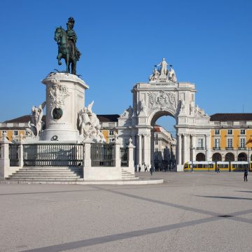 Opening directly onto the Tagus River, Praça do Comércio is Lisbon's grandest public square, rebuilt after the 1755 earthquake with symmetrical yellow Pombaline arcades, the triumphant Rua Augusta Arch, and an equestrian statue of King José I.