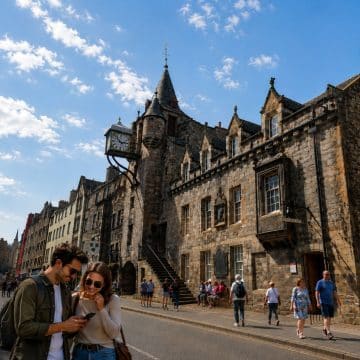 Canongate, à Édimbourg, est un tronçon historique du Royal Mile, bordé de bâtiments séculaires, de ruelles pleines de charme et de monuments qui témoignent de la riche histoire de la vieille ville d'Édimbourg.