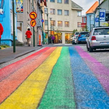 Painted as a vibrant symbol of LGBTQ+ pride and inclusion, Rainbow Street (Skólavörðustígur) is a lively pedestrian thoroughfare lined with cafes and boutiques leading directly toward Hallgrímskirkja.