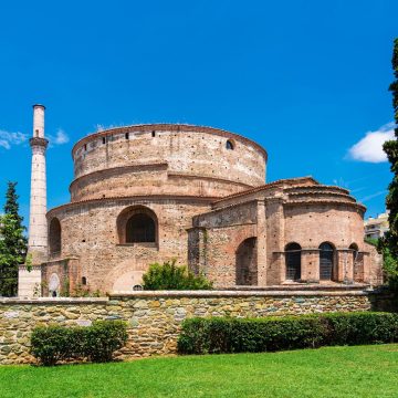 Built in the early 4th century by Roman Emperor Galerius, the Rotunda of Thessaloniki is a massive circular UNESCO World Heritage monument celebrated for its soaring brick dome and surviving Early Christian mosaics.