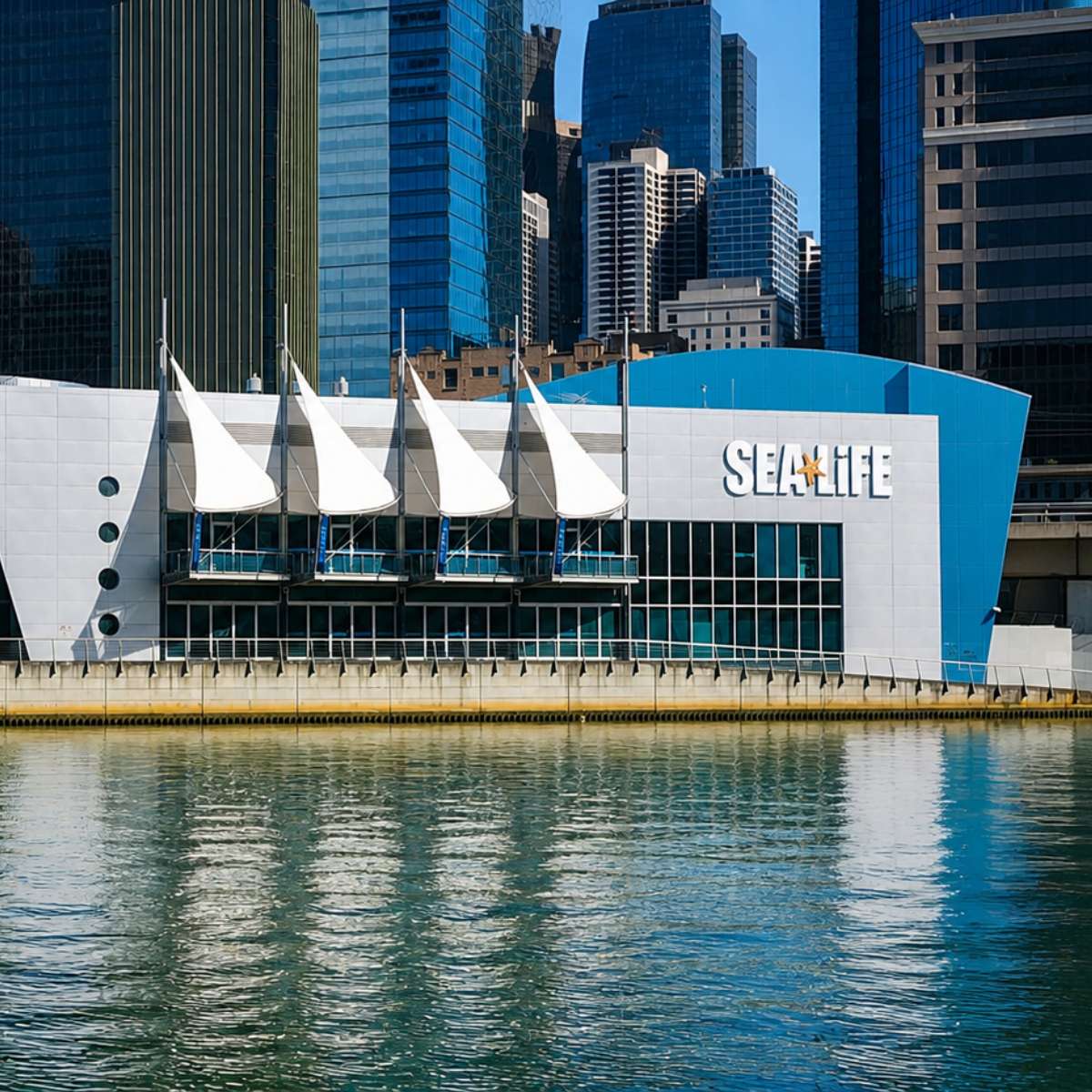 Caccia al tesoro e tour autoguidato a Melbourne 5 Il Sea Life Melbourne Aquarium è un'attrazione acquatica di livello mondiale situata sulle rive del fiume Yarra, con uno splendido Oceanario da 2,2 milioni di litri pieno di squali, razze e pesci tropicali. Offre ai visitatori un viaggio coinvolgente attraverso diversi habitat, tra cui un'impressionante esposizione sub-antartica che ospita una maestosa colonia di pinguini King e Gentoo.