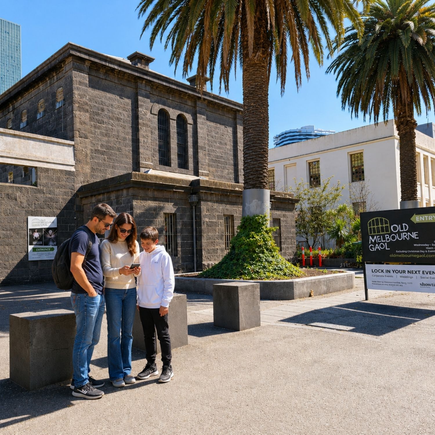 Búsqueda del tesoro y recorrido autoguiado por Melbourne 3 The Old Melbourne Gaol is a historic former prison in Melbourne, Victoria, Australia. Built in the mid-19th century, it operated from 1845 until 1924 and is now one of Melbourne’s best-known heritage attractions.