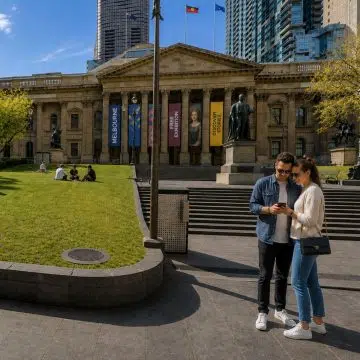 Step inside the State Library Victoria, one of Melbourne’s most beautiful landmarks, and admire its grand architecture, elegant reading rooms, and magnificent domed interior.