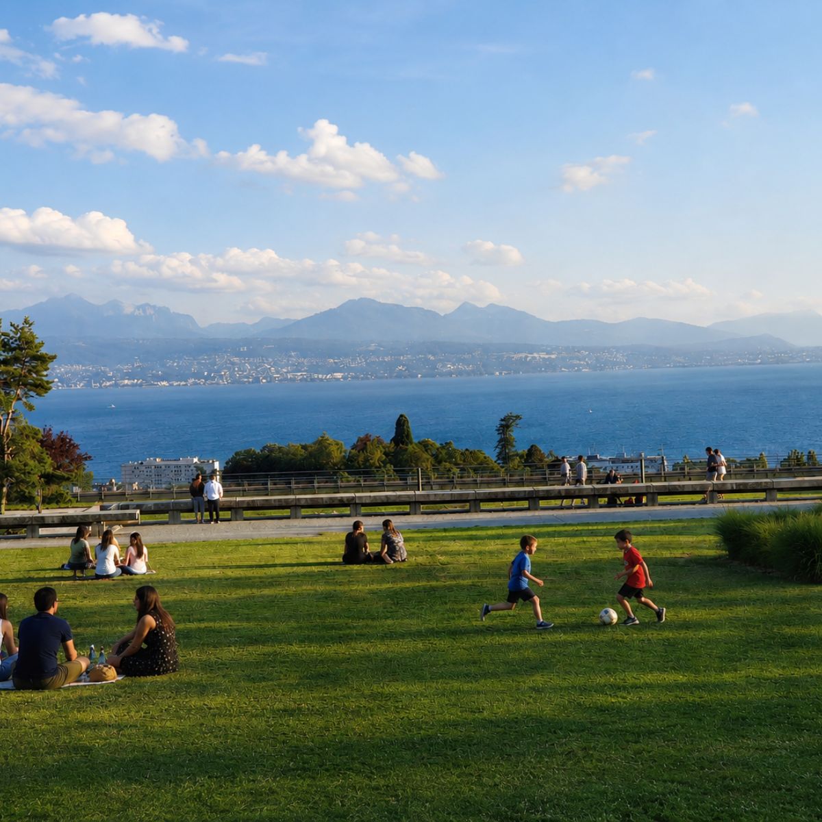 Caccia al tesoro e tour autoguidato a Losanna 5 L'Esplanade de Montbenon è una scenografica passeggiata urbana con un grande casinò neorinascimentale e un centro culturale con una vista mozzafiato sul Lago di Ginevra e sulle Alpi.