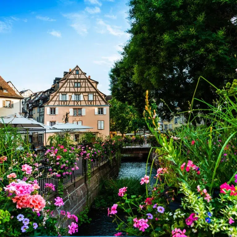 Caccia al tesoro e tour autoguidato a Colmar 4 La Petite Venise è un quartiere fiabesco dove le vivaci case a graticcio si specchiano nel fiume Lauch, creando il paesaggio più iconico e romantico di Colmar.