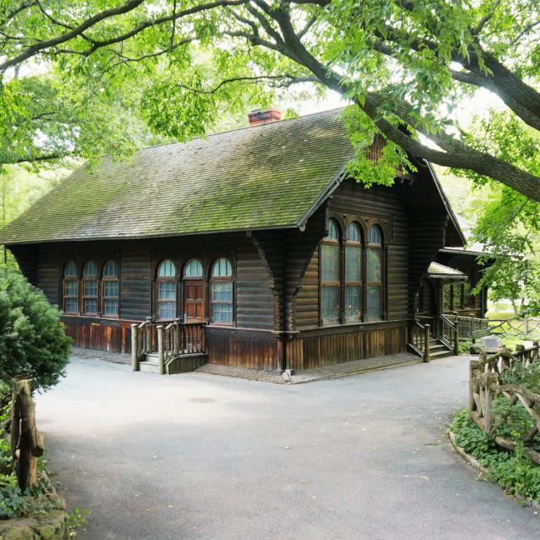 Caccia al tesoro e tour autoguidato a Central Park, New York 6 Il cottage svedese fu originariamente costruito come edificio scolastico tradizionale per l'Esposizione del Centenario del 1876 a Filadelfia, prima di essere trasferito a Central Park per fungere da casa stravagante per il teatro delle marionette.