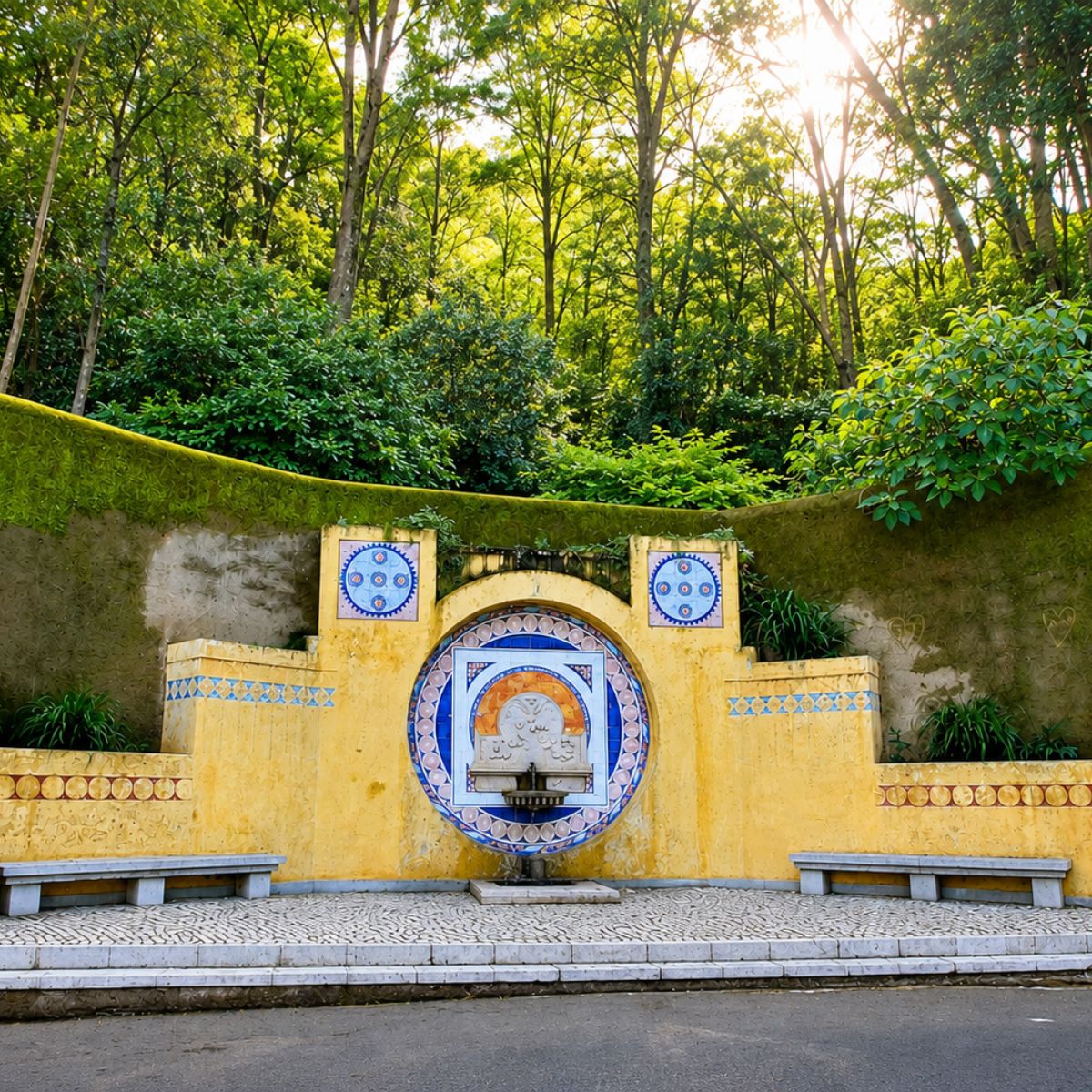 Caccia al tesoro e tour autoguidato a Sintra 5 Nascosta tra il verde lussureggiante di Sintra, questa incantevole fontana del XIX secolo, ricoperta di muschio, invita a fermarsi e ad ascoltare il suono rilassante delle sue acque sorgive naturali che scorrono in una splendida vasca di pietra.