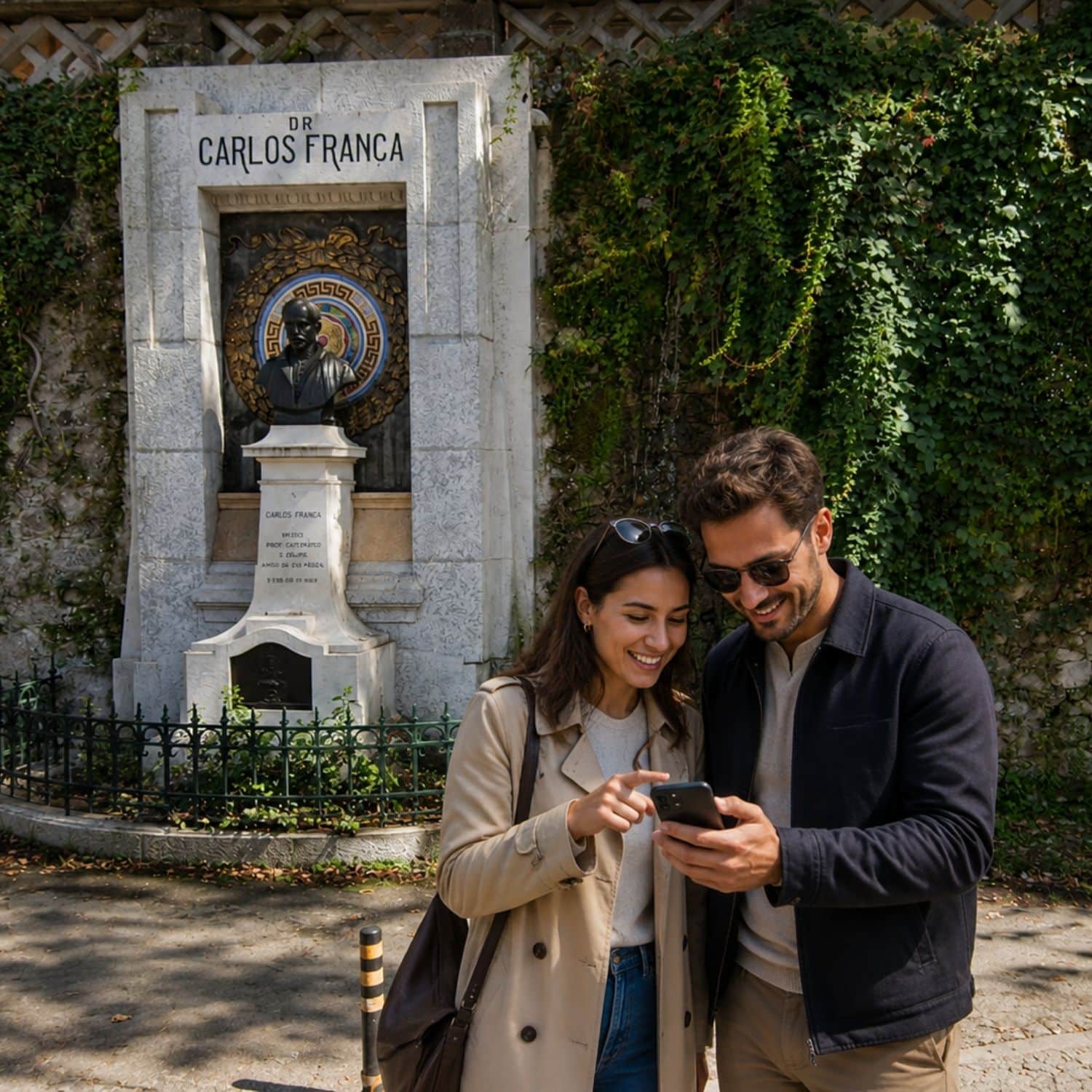 Chasse au trésor et visite libre à Sintra 4 Situé au cœur de Sintra, sur la place Largo Dr. Carlos França, le Marco Histórico Carlos França est un monument commémoratif et un buste rendant hommage au Dr Carlos França, éminent médecin, entomologiste et scientifique portugais du début du XXe siècle.