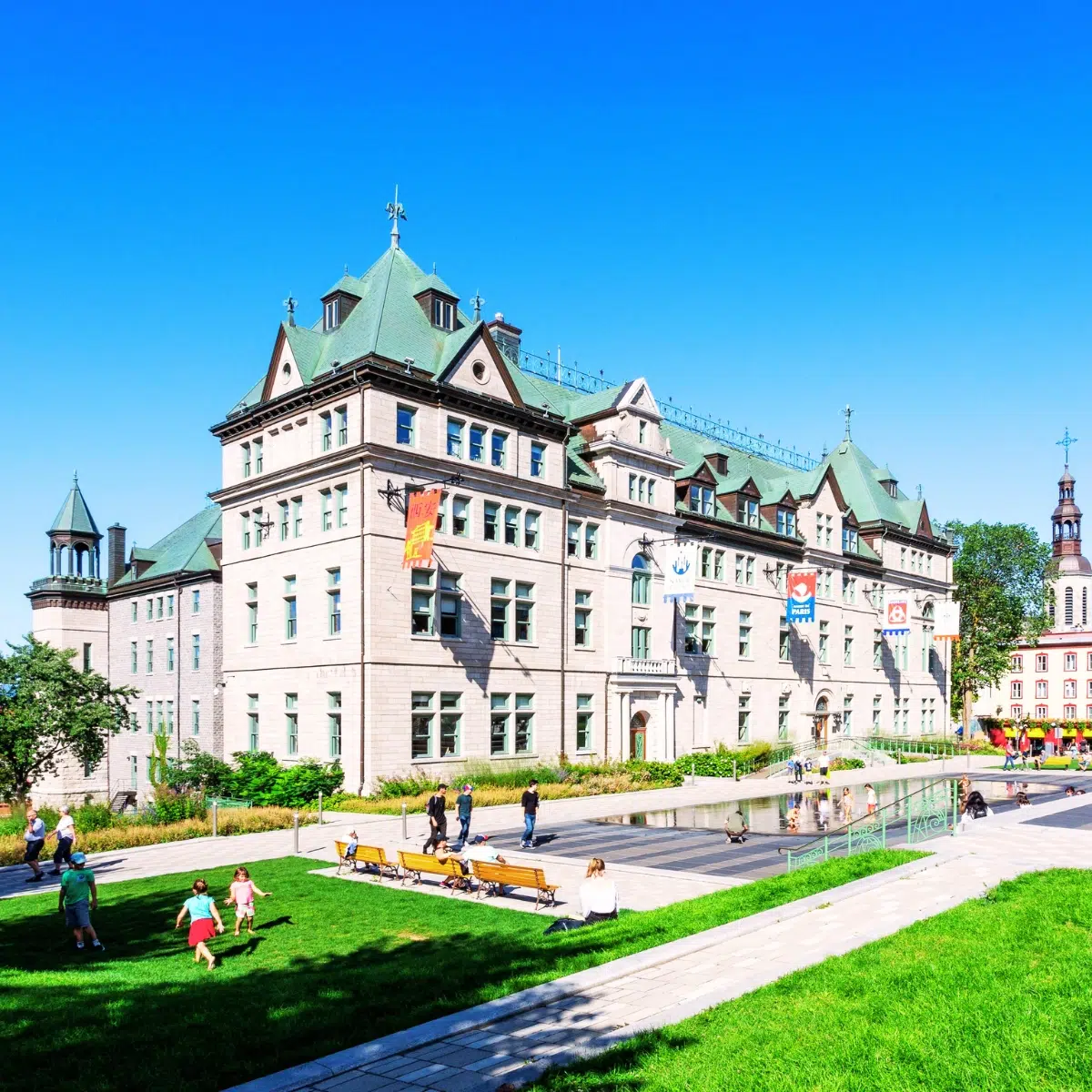 Québec City Scavenger Hunt and Self-Guided Tour 6 The City Hall of Quebec City is a grand 19th-century building that blends Second Empire and Château-style architecture at the heart of the historic district.