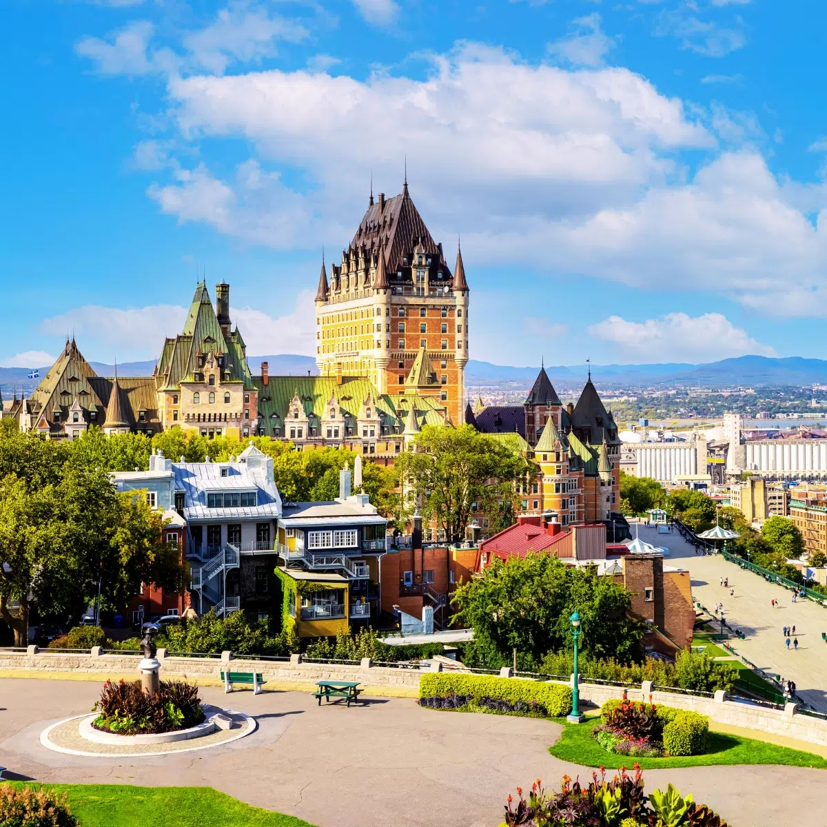 Québec City Scavenger Hunt and Self-Guided Tour 4 The Fairmont Le Château Frontenac is a majestic, world-renowned hotel that dominates the Quebec City skyline and holds the distinction of being the most photographed hotel in the world.