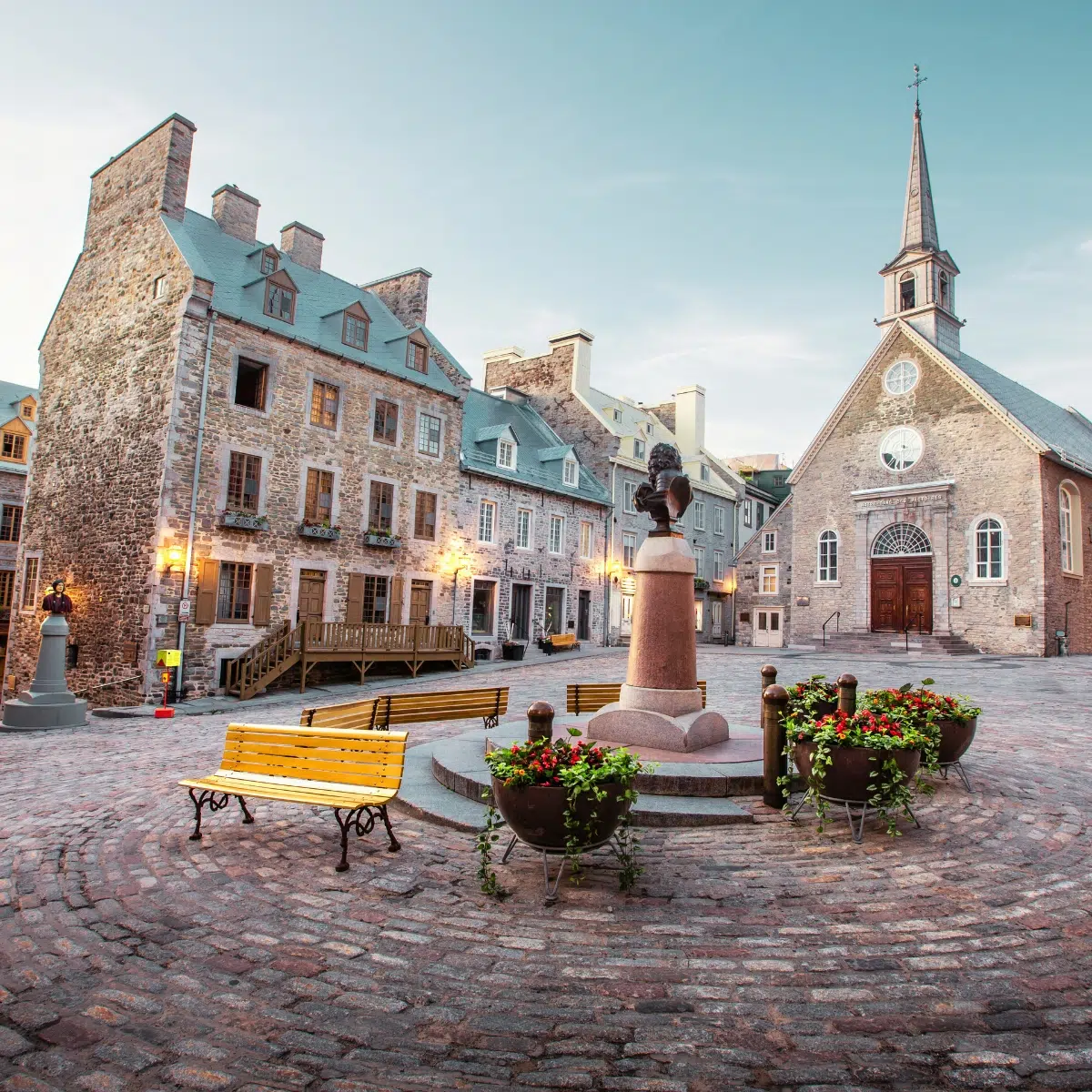 Québec City Scavenger Hunt and Self-Guided Tour 2 Place Royale is a picturesque square in Old Quebec that marks the 1608 founding site and the cradle of French civilization in North America.
