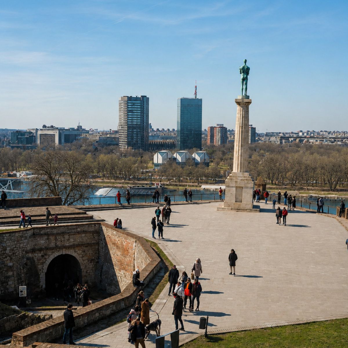 Caccia al tesoro e tour autoguidato a Belgrado 6 Il Victor è un maestoso monumento ai trionfi dove una grande statua eroica si erge su una colonna per creare un faro monumentale della resilienza e della libertà di Belgrado.