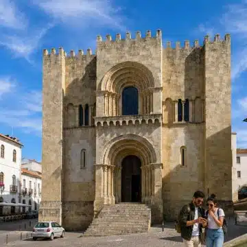 Datant du XIIe siècle, la Catedral Vieja de Coimbra — ou Sé Velha — compte parmi les plus belles cathédrales-forteresses romanes du Portugal, caractérisée par ses murs crénelés et sa beauté médiévale austère.