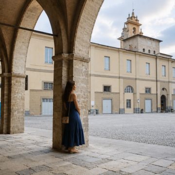 Framed by ancient stone porticoes and the historic 14th-century Visconti fortress in Bergamo's Upper City, Piazza della Cittadella is an atmospheric enclosed courtyard that today houses the city's civic archaeological and natural science museums.