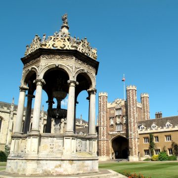 Founded by King Henry VIII in 1546, Trinity College is Cambridge's largest college, renowned for its Tudor Great Gate, expansive Great Court, and prestigious roster of alumni including Isaac Newton.