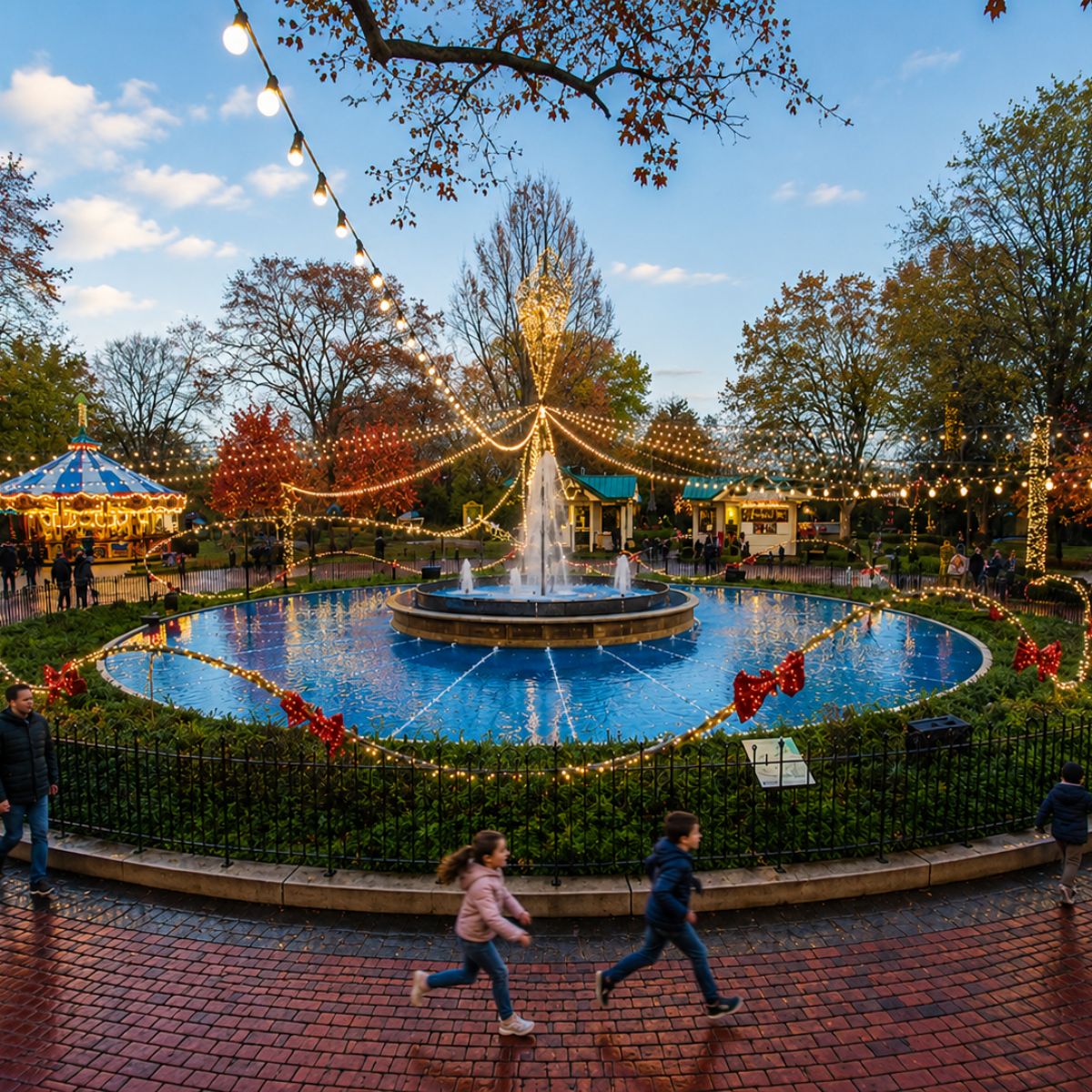 Caça ao tesouro e visita autoguiada a Filadélfia 2 Franklin Square é um parque histórico animado com uma fonte encantadora, mini-golfe, jardins coloridos e atracções para toda a família no coração de Filadélfia.