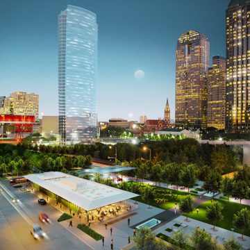Klyde Warren Park to innowacyjny miejski park łączący centrum Dallas poprzez bujne tereny zielone zbudowane nad zagłębioną autostradą.