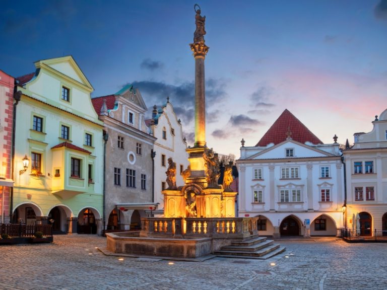 Fountain and Plague Column in Cesky Krumlov