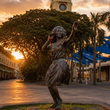 The iconic Hula Dancer Statue in Honolulu stands as a beautiful symbol of Hawaiian heritage, welcoming travelers to explore the rich cultural traditions and rhythmic storytelling of the islands.