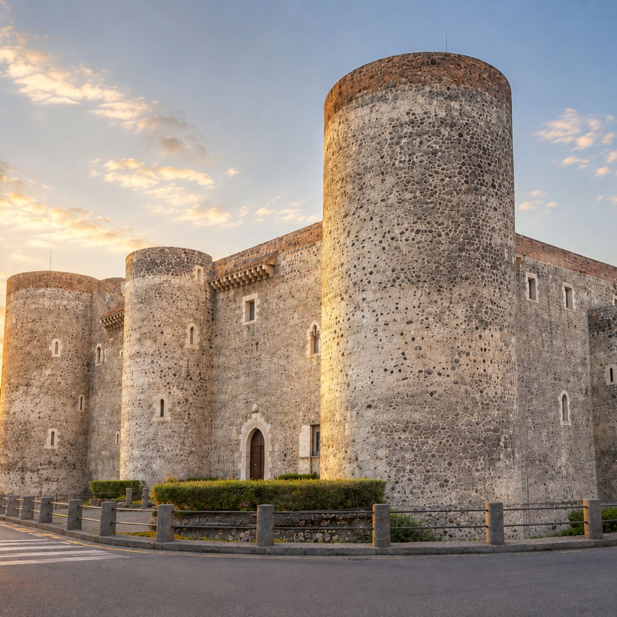 Speurtocht en rondleiding op eigen houtje in Catania 2 Kasteel Ursino is een majestueuze Hohenstaufen bezienswaardigheid waar een groots 13e-eeuws fort van lavasteen en imposante verdedigingstorens een monumentaal symbool van de keizerlijke macht in Catania vormen.
