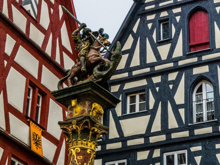 Saint George fountain in Rothenburg