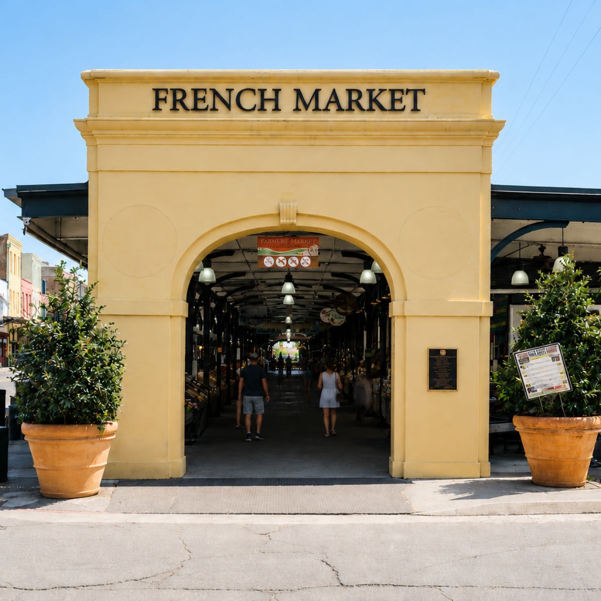 Caça ao tesouro e visita autoguiada a Nova Orleães 2 O French Market é um local histórico vibrante, com vários quarteirões, que tem servido como um cruzamento cultural desde 1791, oferecendo aos viajantes um turbilhão sensorial de artesanato local, cozinha crioula e música animada.