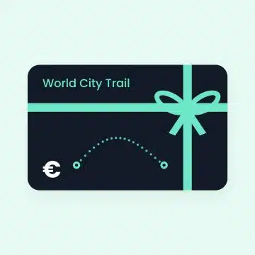 Cadeaubon van World City Trail met een mintgroen lint